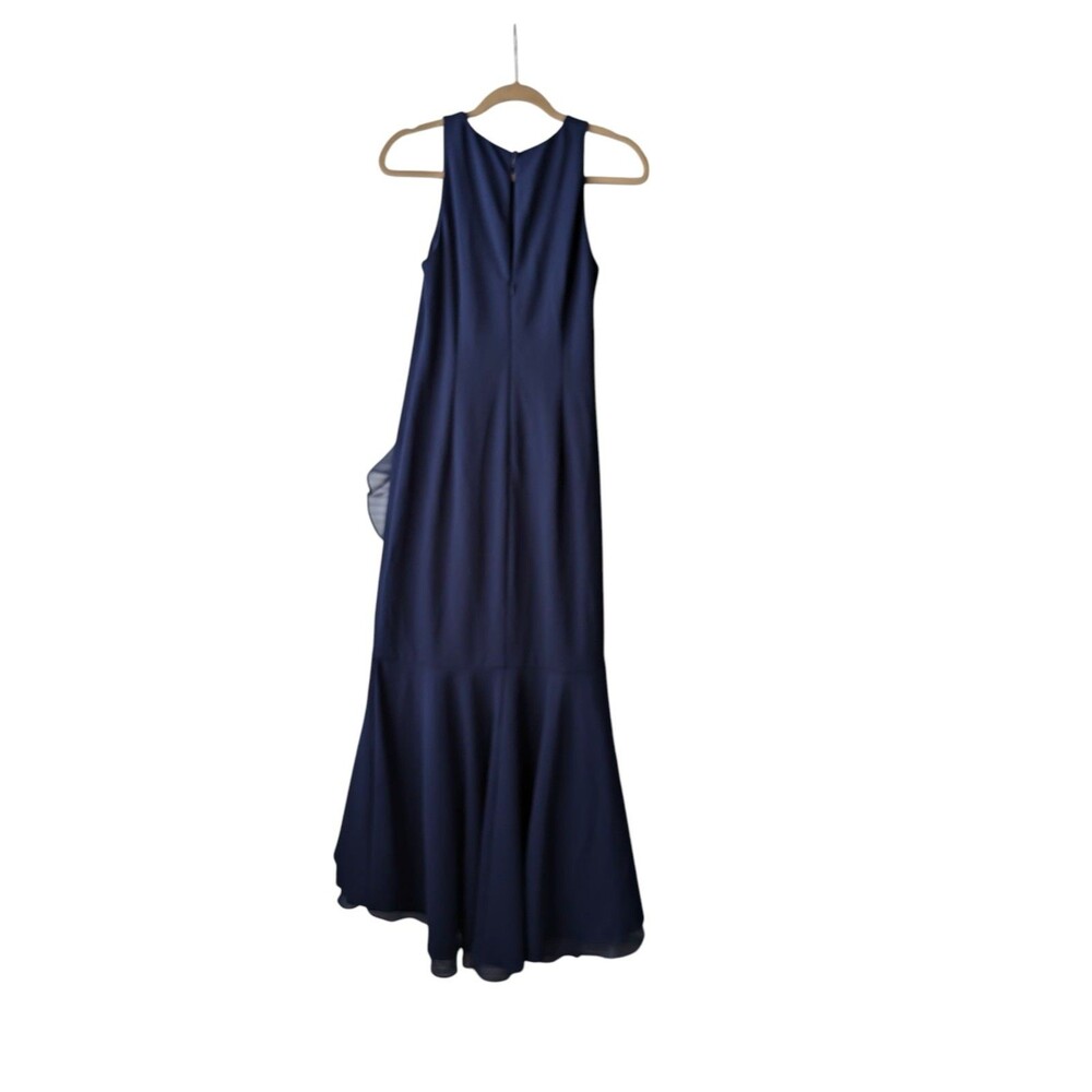Adrianna Papell Women's Crepe Ruffle Gown, Elegant Navy Size 8 - Picture 4 of 4